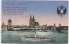 AK Köln am Rhein Rheinpanorama mit Gedicht von Heine und Wappen Feldpost 1916