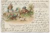 AK Herzlichen Segenswunsch zum Jahreswechsel Gedicht 2 Kinder mit Hund 1908