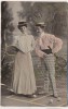AK Frau und Mann mit Hut Tennis Tennisschläger in der Hand 1909