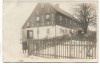 AK Foto Pommritz Haus im Winter mit Kind b. Hochkirch Oberlausitz 1923