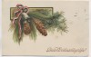 Präge-AK Patriotika Beste Weihnachtsgrüsse Glocke mit Zapfen 1910