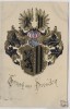 Präge-AK Gruss aus Dresden Wappen mit Gold und Silber Luxuskarten-Fabrik 1907