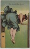 VERKAUFT !!!   Künstler-AK Frau auf Stange Gymnastik Humor 1920