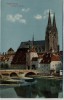 AK Regensburg Steinerne Brücke mit Dom 1913