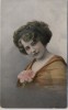 AK Foto Frau mit Kopftuch Blume in Bluse 1915