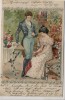 Künstler-AK Frau mit Schirm Mann im Anzug Jugendstil 1901