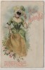 VERKAUFT !!!   Künstler-AK Gruss vom Masken-Ball Frau mit Hut Jugendstil 1900
