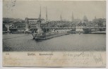 VERKAUFT !!!   AK Stettin Szczecin Bahnhofbrücke mit Schiff Pommern Polen 1909