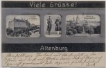 VERKAUFT !!!   AK Viele Grüsse aus Altenburg Schloss Kriegerdenkmal Trachten 1906