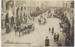 VERKAUFT !!!   AK Foto Münster in Westfalen Studentenumzug Pferdekutschen Menschen Geschäft L.A. Brinckmann 1910