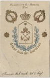 VERKAUFT !!!   Präge-AK Kiel Gruss aus der Garnison Kaiserliches 1.See-Bataillon Wappen Krone 1911 RAR