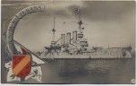 AK Foto Kriegsschiff S.M.S. Elsass Fahne Wappen 1909 RAR