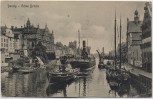 AK Danzig Gdańsk Grüne Brücke viele Schiffe Inflation 4 Marken 1922 RAR