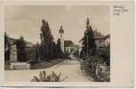 AK Foto Ebersberg Adolf Hitler-Straße Kirche mit Denkmal Oberbayern 1935 RAR