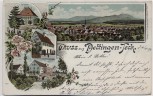 AK Litho Dettingen unter Teck Schloss Kunstmühle Ortsansicht ... 1899 RAR