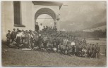 AK Foto Engelberg Gruppenfoto Soldaten Priester Orchester Obwalden Schweiz 1915
