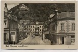 AK Foto Bad Schandau Schloßbastei mit Straßenbahn und Stadtcafe 1958