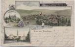 AK Gruss aus Steisslingen Ortsansicht mit Kirchstrasse und Schloss 1906 RAR