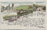 AK Litho Gruss aus Floh-Seligenthal Bahnhof Ortsansicht Straßen 1899 RAR