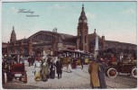 AK Hamburg Hauptbahnhof Oldtimer Straßenbahn viele Menschen 1911