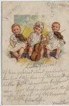 Künstler-AK 3 Kinder mit Geige 1905