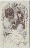 Künstler-AK Mann und Frau küssend Jugendstil 1902