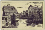 Künstler-AK Lüneburg Am Wasserturm 1911