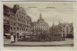 AK Düsseldorf Am Wilhelmsplatz Menschen mit Straßenbahn 1918