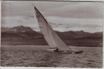 AK Foto Ammersee mit Zugspitze Segelschiff bei Utting 1950