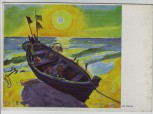 Künstler-AK Max Pechstein Boot bei aufgehender Sonne 1952