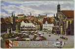 Künstler-AK Nürnberg Marktplatz mit Burgpanorama Stöger 1926