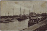 AK Nordseebad Wyk auf Föhr Blick in Hafen Schiffe Marine 1915