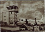 AK Nürnberg Flughafen Tower mit Flugzeug 1959
