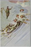 Künstler-AK W.H. Braun Frauen auf Schlitten Wintersport Jugendstil Verlag W.R.B.&Co. Vienne Serie Nr. 22-16 1920 RAR