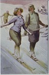 Künstler-AK W.H. Braun Frau Mann Ski  Wintersport Jugendstil Verlag W.R.B.&Co. Vienne Serie Nr. 22-16 1920 RAR