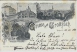 AK Litho Gruss aus Groitzsch Neue Schule Rathaus ... 1901