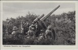 AK Foto Schweres Geschütz bei Gasgefahr Soldaten mit Stahlhelm und Gasmaske Wehrmacht-Bildserie 51 1939