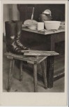 AK Foto Wehrmacht Stiefel Essgeschirr Brot Messer 1938