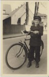 AK Foto Kind Junge mit Löwe Fahrrad 1935