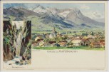 Künstler-AK Gruss aus Partenkirchen mit Partnachklamm H. Deuchert 1900