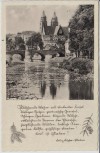 AK Liedkarte Gedicht Plauen im Vogtland Ortsansicht mit Kirche Brücke 1943