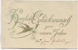 Präge-AK Herzlichen Glückwunsch zum neuen Jahre Taube mit Kleeblatt Goldschrift 1911