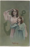 AK Hoffnung 2 Kinder mit hoffenden Blick und Anker Religion 1916