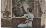 AK Gedenke mein. Soldat mit Frau sitzend Feldpost 1918