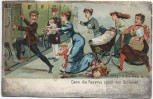 AK Denn Reserve spielt den Schlauen Soldat vor Frauen flüchtend Soldatenkarte 1911