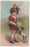 AK Kind Mädchen mit Katzen im Korb und Hund 1927