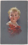 AK Kind Baby Junge blond mit roten Blumen 1928