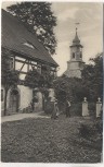 AK Ziegra Im Pfarrhof mit Kiche und Menschen b. Döbeln 1915