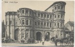 AK Trier Porta Nigra mit Pferdekutsche und Menschen 1911