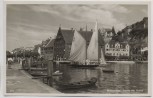 VERKAUFT !!!   AK Foto Meersburg am Bodensee Partie am Hafen mit Hotel Seehof Segelschiff 1935